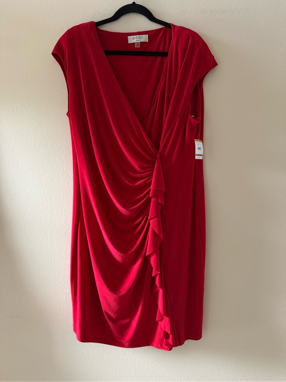 Kasper Women’s Cherry Red Draped Ruffle Midi Dress